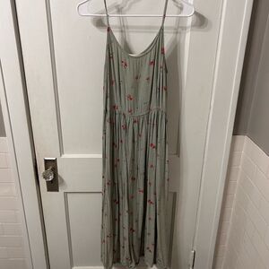 Vintage Express Green Floral Maxi Dress